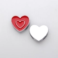 DIY heart charm with red enamel finish and silver metal backing for jewelry making - Double Layer Drip Heart (SL779) / Red