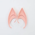 Pair of pointed flesh-pink latex elf ears for Halloween party cosplay accessories - Short Style (OPP Bag) / Deep Skin