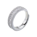 Detailed macro view of the silver multi-row pavé setting with sparkling cubic zirconia crystals - Platinum White Zirconia