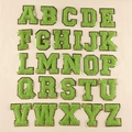 Green chenille letter patches A-Z with gold glitter edges for DIY clothing and bags - Green Single Letter (Note)