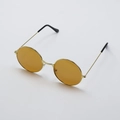 Retro round sunglasses with gold metal frame and trendy yellow ocean lenses - Light Tea Lens