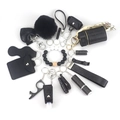 Black self defense keychain set with alarm and pompom for outdoor security - Black