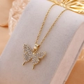 Elegant gold butterfly pendant necklace with sparkling crystals on a minimalist chain - Gold (8404)
