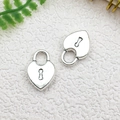 Silver-finished heart lock charms for DIY jewelry making with realistic keyhole detail - Peach Heart Lock (9.5x14mm)