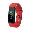 Red 115plus smart fitness tracker with digital step counter and waterproof silicone strap - Red