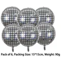 6pcs silver 22-inch 4D disco ball balloons with reflective mirror finish, 90g set - 22 Inch / Laser Silver