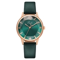 Elegante reloj de cuarzo para mujer con esfera verde facetada y caja de oro rosa - Verde