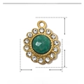 Macro view of gold stainless steel pendant with green natural stone and 14x12mm dimensions - YE780-3-Round Dark Green Stone Zircon