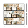 Self-adhesive 30x30cm PVC wall tile featuring vintage collage of leaves and patterns - 563-Artistic Collage