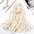 Elegant beige satin headscarf and shawl with smooth glossy finish and natural drapes - 180*70cm / Beige