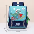 Blue school backpack with dinosaur astronaut print and side pendant for young kids - Large (Suitable for Grades 1-3) / Navy Blue