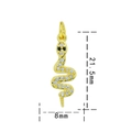 Golden snake pendant with clear and black crystals, measures 21.5mm by 8mm size - Gold White Zirconia-Small Snake 0732