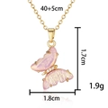 Pink butterfly shell necklace in gold titanium steel with small zircon accents - Translucent Pink Butterfly Necklace Style 12