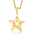 Collana con ciondolo a stella pentacolo dorata stile hip hop e catena a corda - Ciondolo Solo Stella Senza Catena (KP35351-D)