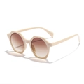 Retro geometric beige sunglasses with brown gradient lenses and metal stud accents - Off-white Frame Gradient Tea Lens
