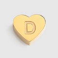 Gold-plated titanium steel heart charm with letter D for DIY jewelry making and beading - Letter D / Gold