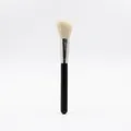 Angled makeup brush with fluffy white bristles and long black handle for face contouring - F40 Wool Contour Brush