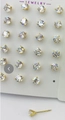 Gold-plated mini stud earrings set with round cubic zirconia on white display card - 5mm / Four-Claw Pointed Bottom