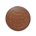 Round chocolate cookie style folding makeup mirror in dark brown with cocoa engraving - Brown