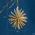 Champagne gold glitter starburst Christmas ornament with hanging string 10cm x 10cm - Stereo Gold Glitter Pendant
