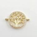 Golden Tree of Life necklace pendant with sparkling zircon micro-pave setting - Golden Tree of Life Connector
