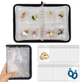 Portable 80-grid jewelry storage book with clear PVC anti-oxidation zip bags and binder - Black Zirconia Set