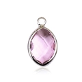 Pink marquise glass gemstone pendant with silver metal frame for DIY jewelry making - Silver - October