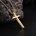 18K gold titanium steel cross necklace for men featuring Can Do All Things engraving - Gold Engraved Cross (Rope Chain) / Gold