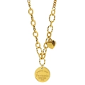 Collier en acier titane doré à grosse maille avec pendentif cœur et breloque gravée - Acier titane / Doré