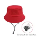 Sombrero de pescador de algodón rojo con cordón cortavientos ajustable y extraíble - Rojo