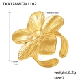 Eleganter goldener Edelstahlring mit strukturierten Blütenblättern in einer Sputter-Optik - Goldener Blumenring-Größe 7