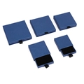 Dark blue drawer jewelry gift box with black ribbon handle and velvet lining foam - Royal Blue Linen