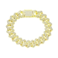 Bracciale cubano placcato oro hip hop con strass scintillanti e fibbia quadrata - Bracciale / 8 pollici / Oro
