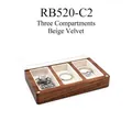 3-slot black walnut jewelry box with beige velvet lining and clear acrylic lid - 3 Slots Beige Velvet (RB520-C2)