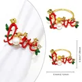 Red LOVE napkin ring with gold base, white pearls and sparkling crystal accents - LOVE Letter Pearl Flower