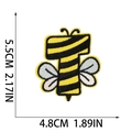 Embroidered bee number one patch with yellow black stripes and size measurements - Letter T Style (XT287)