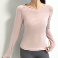 Haut de sport manches longues Swiftly Tech rose pâle pour femme avec maille sans couture - Rose