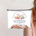 Detail of the vintage floral tea party pattern on a canvas cosmetic bag with black zipper - Bridgerton Lady Whistledown Tea Style (jiayingpbb0273)
