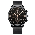 Orologio Geneva da uomo con quadrante romano nero e cinturino a maglia metallica - Quadrante Nero Lancette Oro Rosa Cinturino Nero