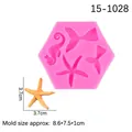 Pink silicone ocean mold with seahorse, mermaid tail and starfish shapes for cake decorating - Pink