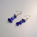 Bohemian handmade lapis lazuli beaded drop earrings with golden hooks and natural blue stones - Lapis Lazuli