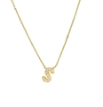 Classic 18k gold plated necklace featuring an S-shaped pendant with micro-pave crystals - S