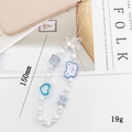 Ciondolo per cellulare con perline, farfalle di cristallo e dettagli di orsetto blu - Cinturino per telefono orsetto blu (K1802)
