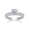 Macro detail of S925 sterling silver ring with 1 carat round brilliant lab diamond - R13435-6.5/1 Carat/6.5mm-gra/black Card / US Size 7 / Circumference 54.3mm