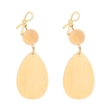 Summer wooden geometric drop earrings with gold bow studs and teardrop pendants - White Bow Teardrop Style