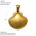 Detail van 18K vergulde roestvrijstalen schelphanger met afmetingen van 21x20mm en waterbestendig - Schelpvorm (SP437G)