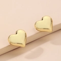 Orecchini a lobo a cuore dorati minimalisti con finitura a specchio metallico 3D - Orecchini a Cuore / Oro