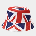 Reversible bucket hat featuring a full Union Jack British flag print in red white and blue - Structured British Union Jack Printed Style (4#色)