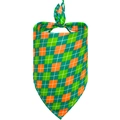 Green and orange argyle pet bandana with white grid lines for St. Patrick's Day - M / Rhombus Plaid