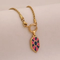 Collar dorado retro con colgante hexagonal de esmalte de colores y cadena de cordón - 2# Multicolor (Cadena de Cordón)